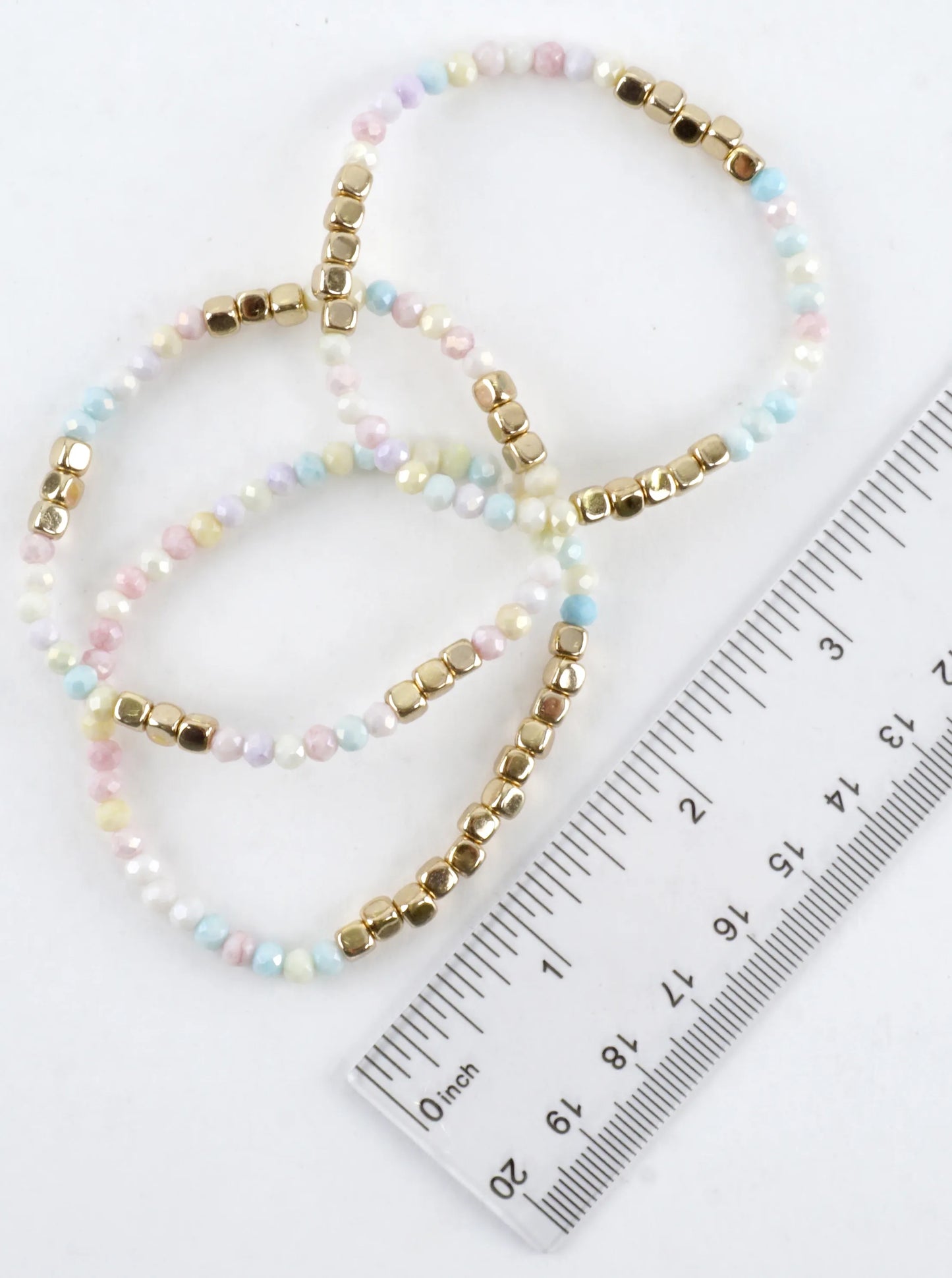 3PC-Set Square Metallic Glass Beads Bracelets