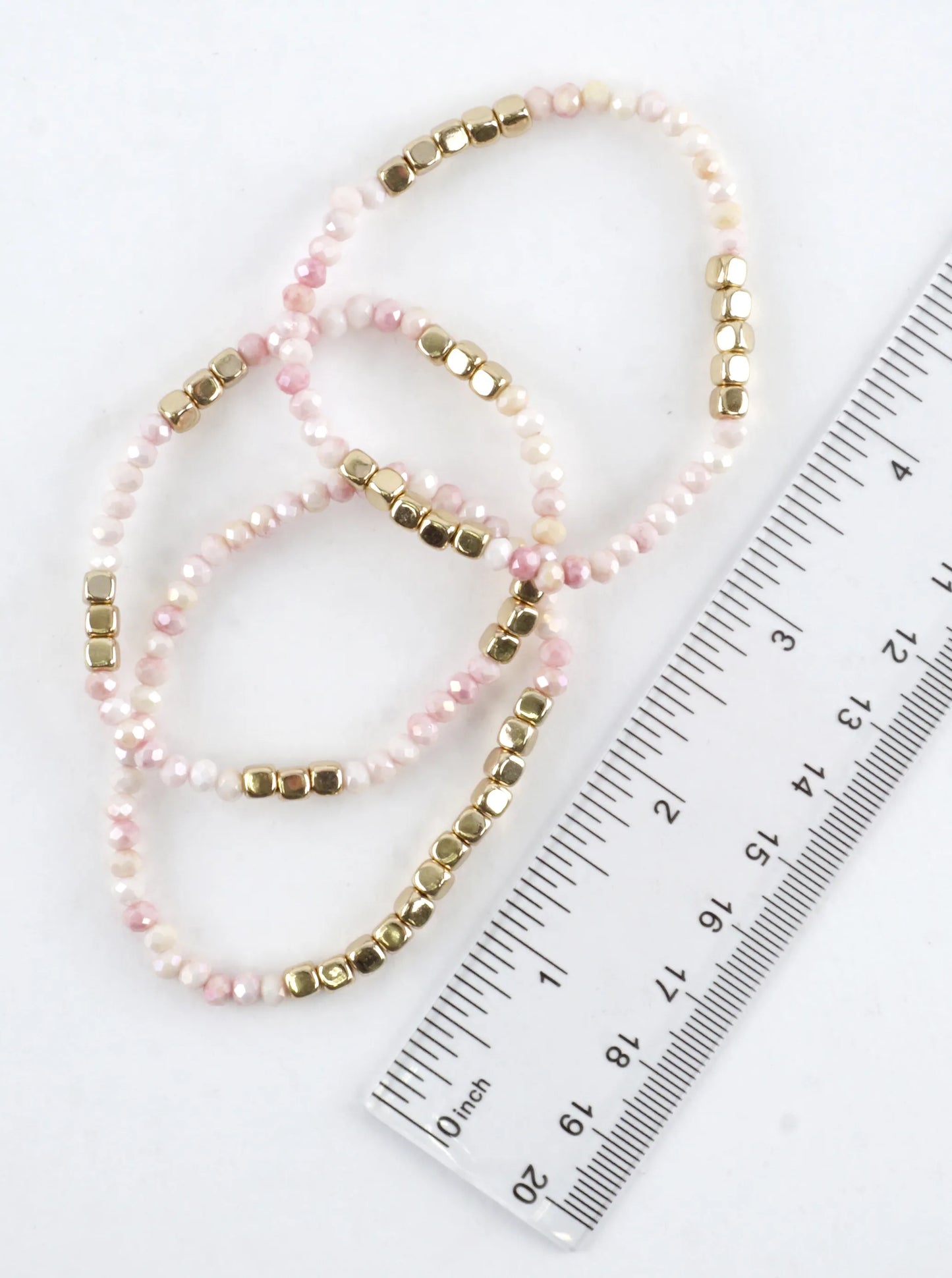 3PC-Set Square Metallic Glass Beads Bracelets