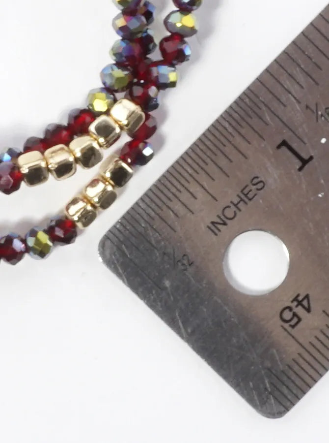 3PC-Set Square Metallic Glass Beads Bracelets