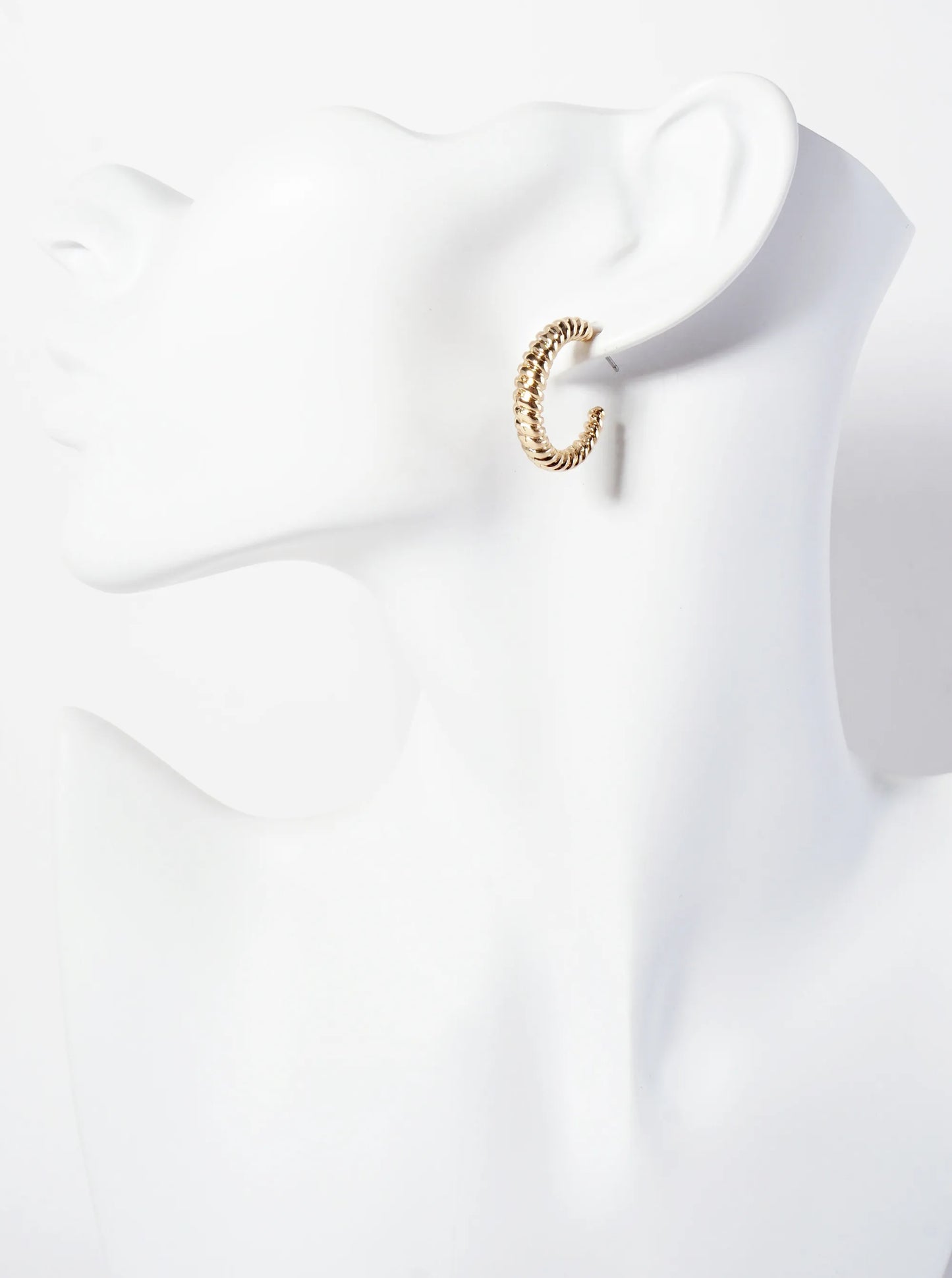 3PC-Set Textured Metal Stud Hoop Earrings