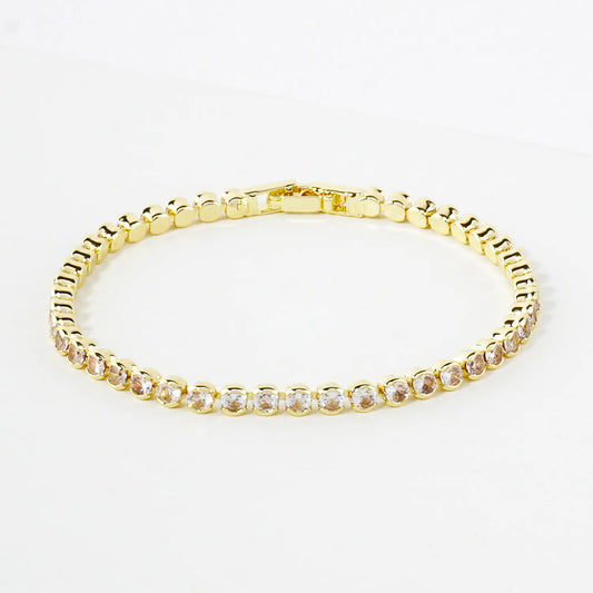 3mm Bezel-Set Cubic-Zirconia 7-Inch Brass Tennis Bracelet
