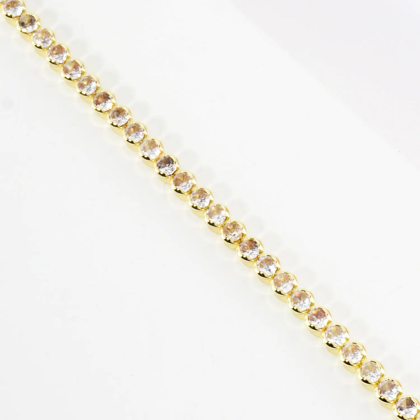 3mm Bezel-Set Cubic-Zirconia 7-Inch Brass Tennis Bracelet