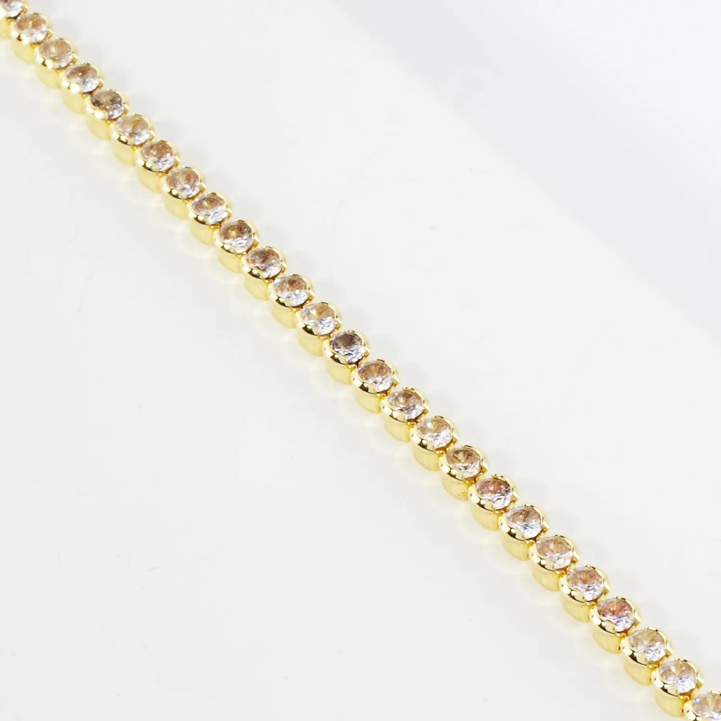 3mm Bezel-Set Cubic-Zirconia 7-Inch Brass Tennis Bracelet