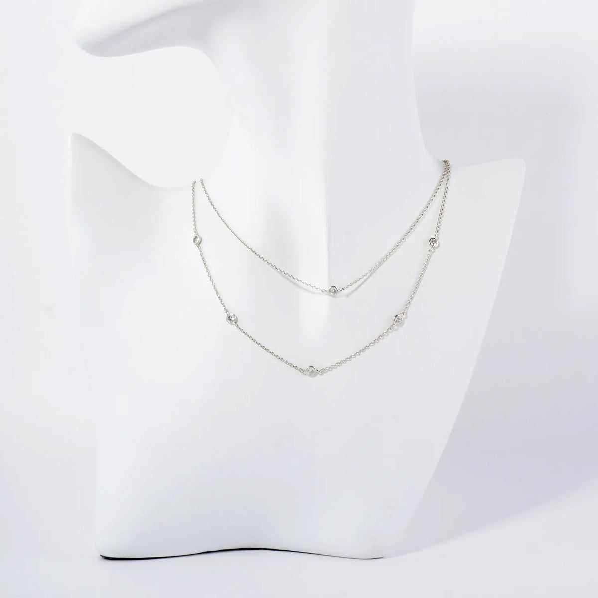 3mm CZ 14K-Gold-Dipped Brass Station Necklace