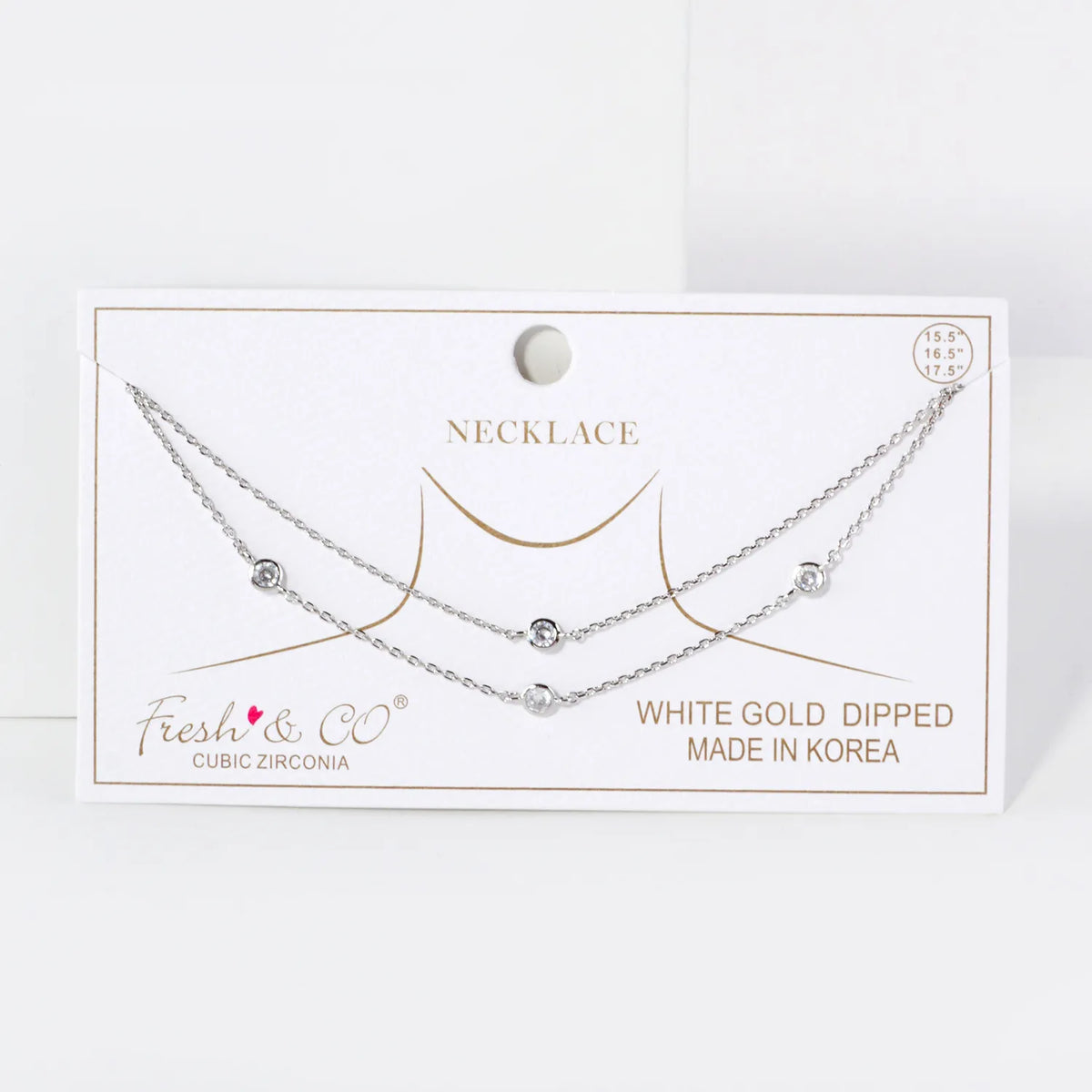3mm CZ 14K-Gold-Dipped Brass Station Necklace