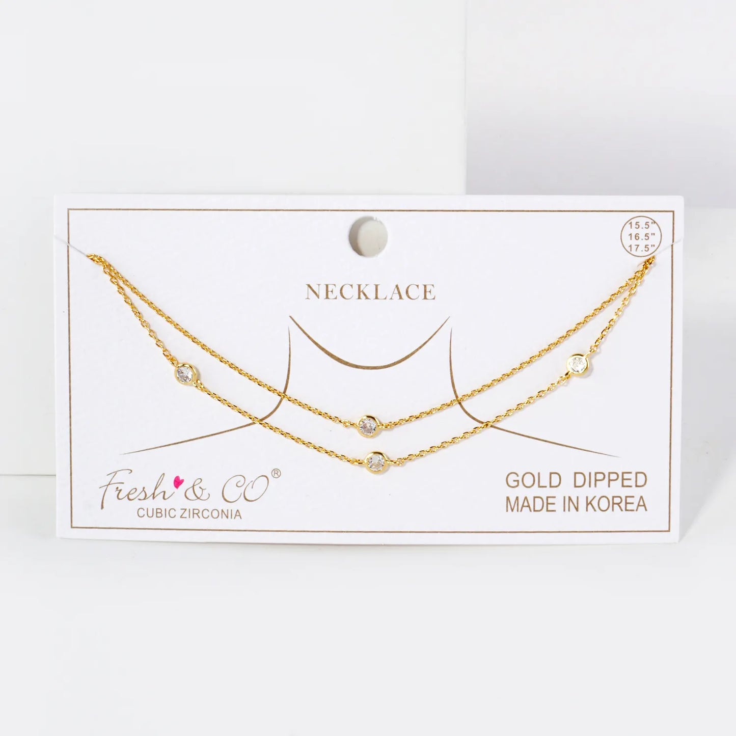 3mm CZ 18K-Gold-Dipped Brass Station Necklace
