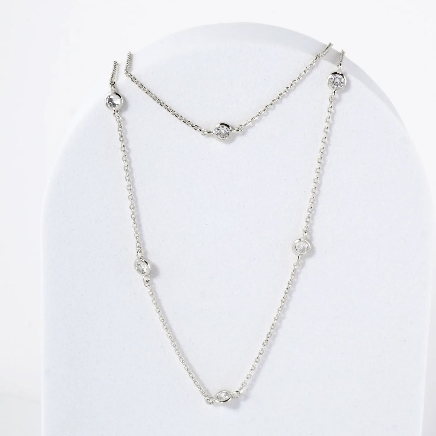 3mm CZ 18K-Gold-Dipped Brass Station Necklace