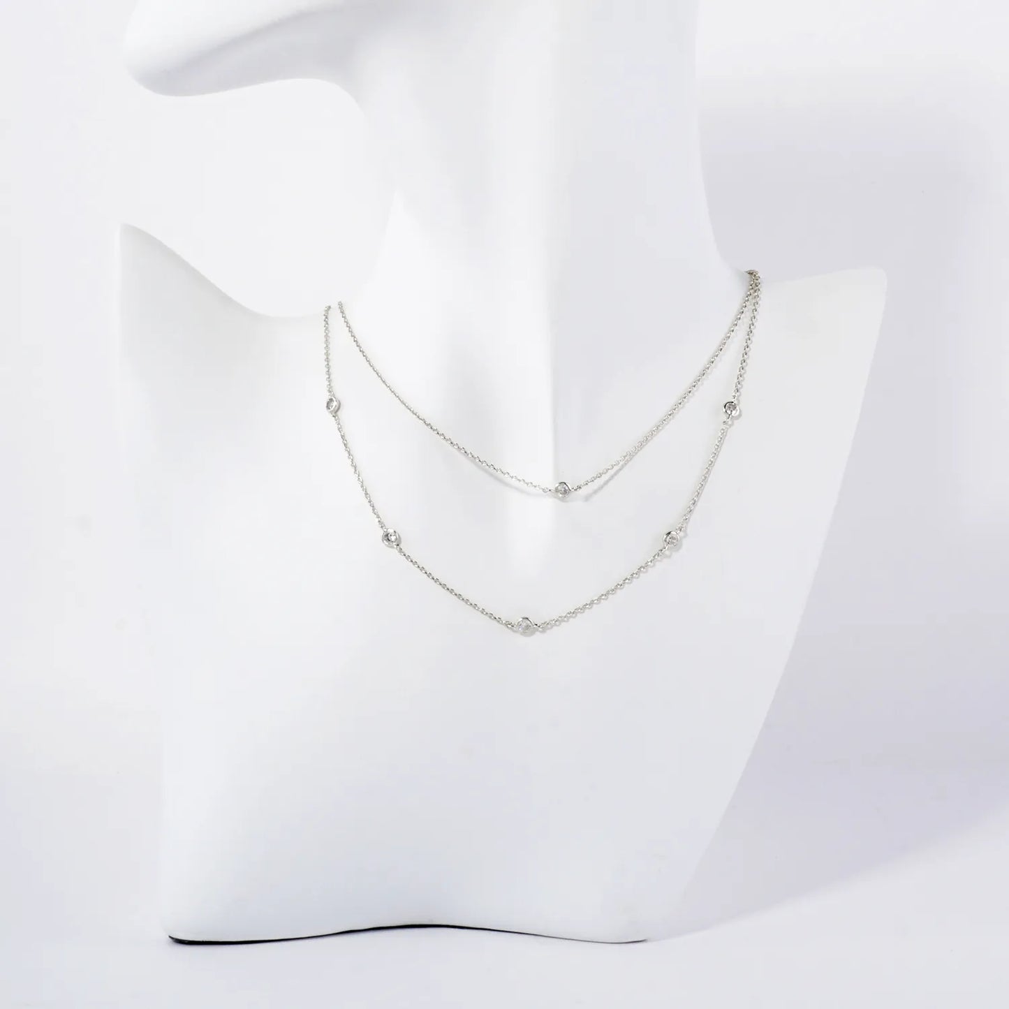 3mm CZ 18K-Gold-Dipped Brass Station Necklace
