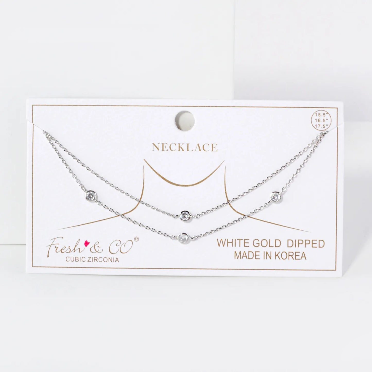 3mm CZ 18K-Gold-Dipped Brass Station Necklace