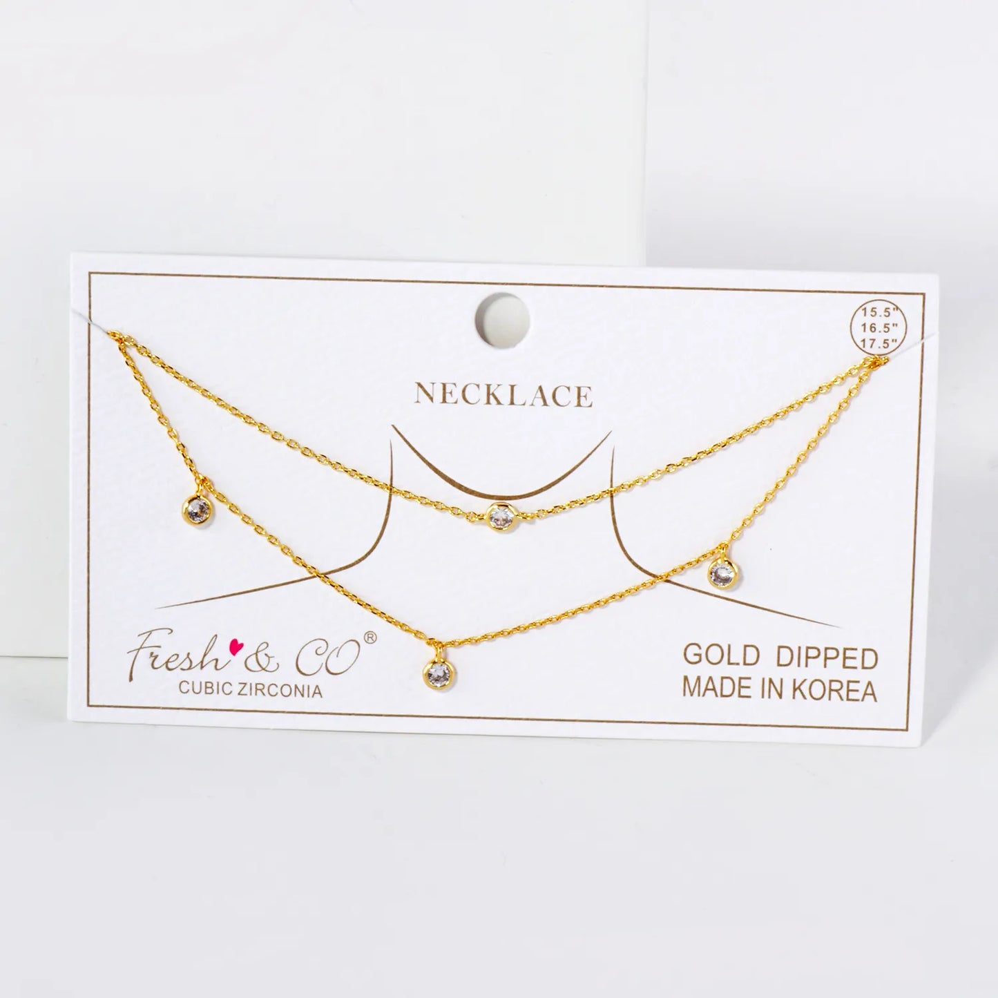 3mm CZ Stone 18K-Gold-Dipped Station Necklace