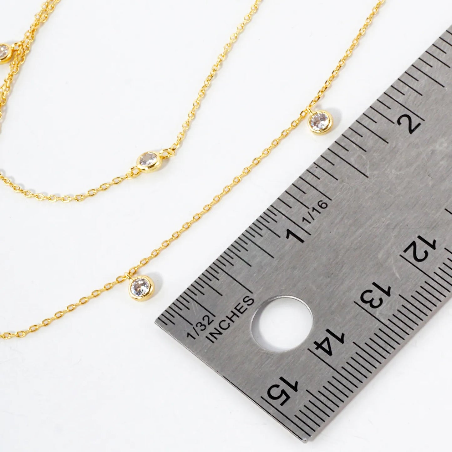 3mm CZ Stone 18K-Gold-Dipped Station Necklace