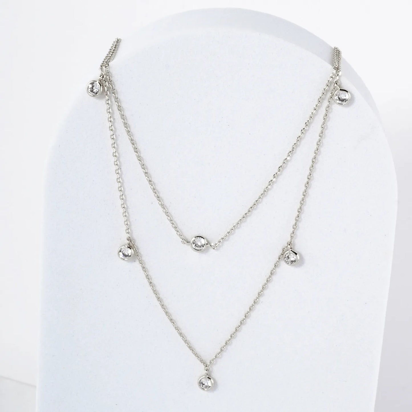 3mm CZ Stone 18K-Gold-Dipped Station Necklace