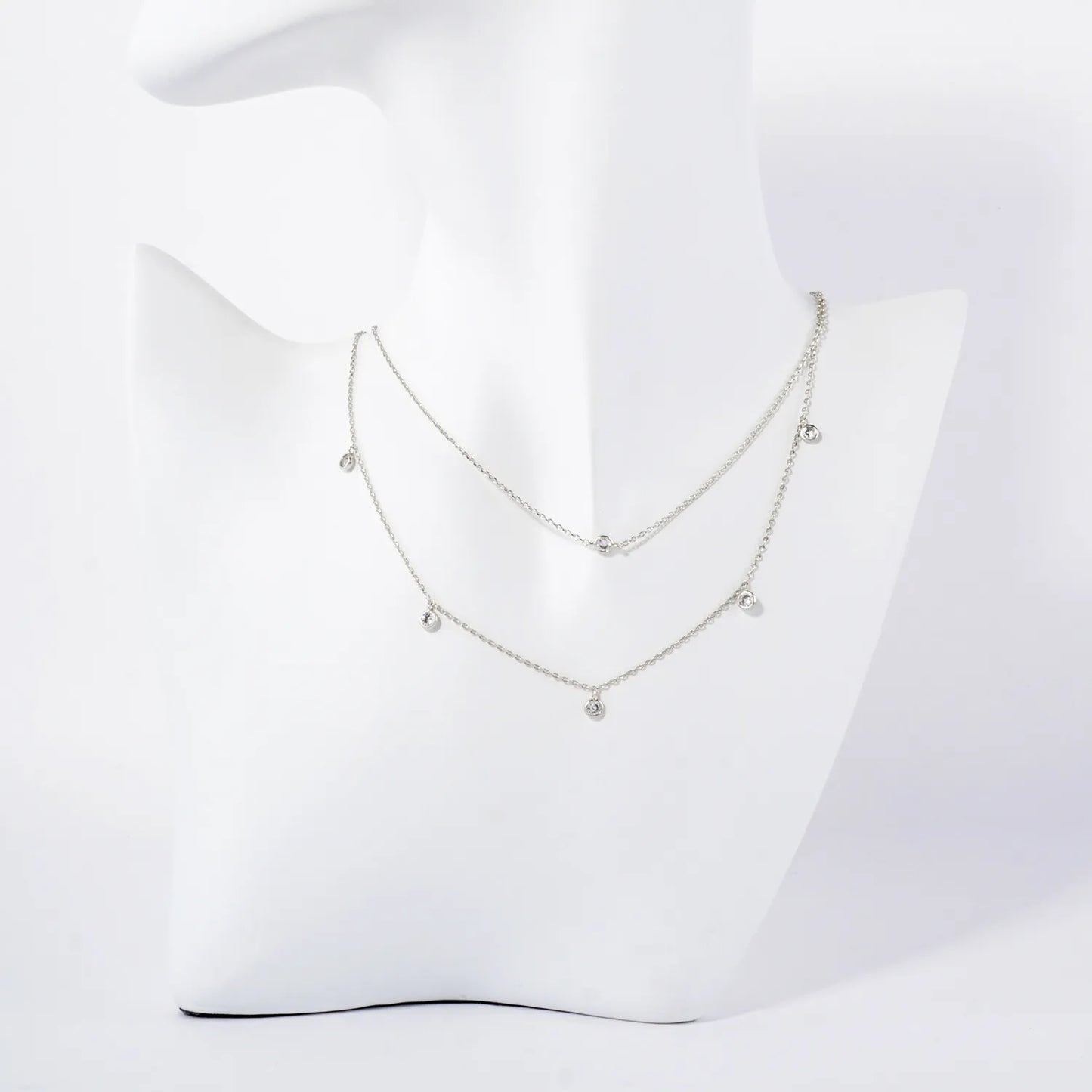 3mm CZ Stone 18K-Gold-Dipped Station Necklace