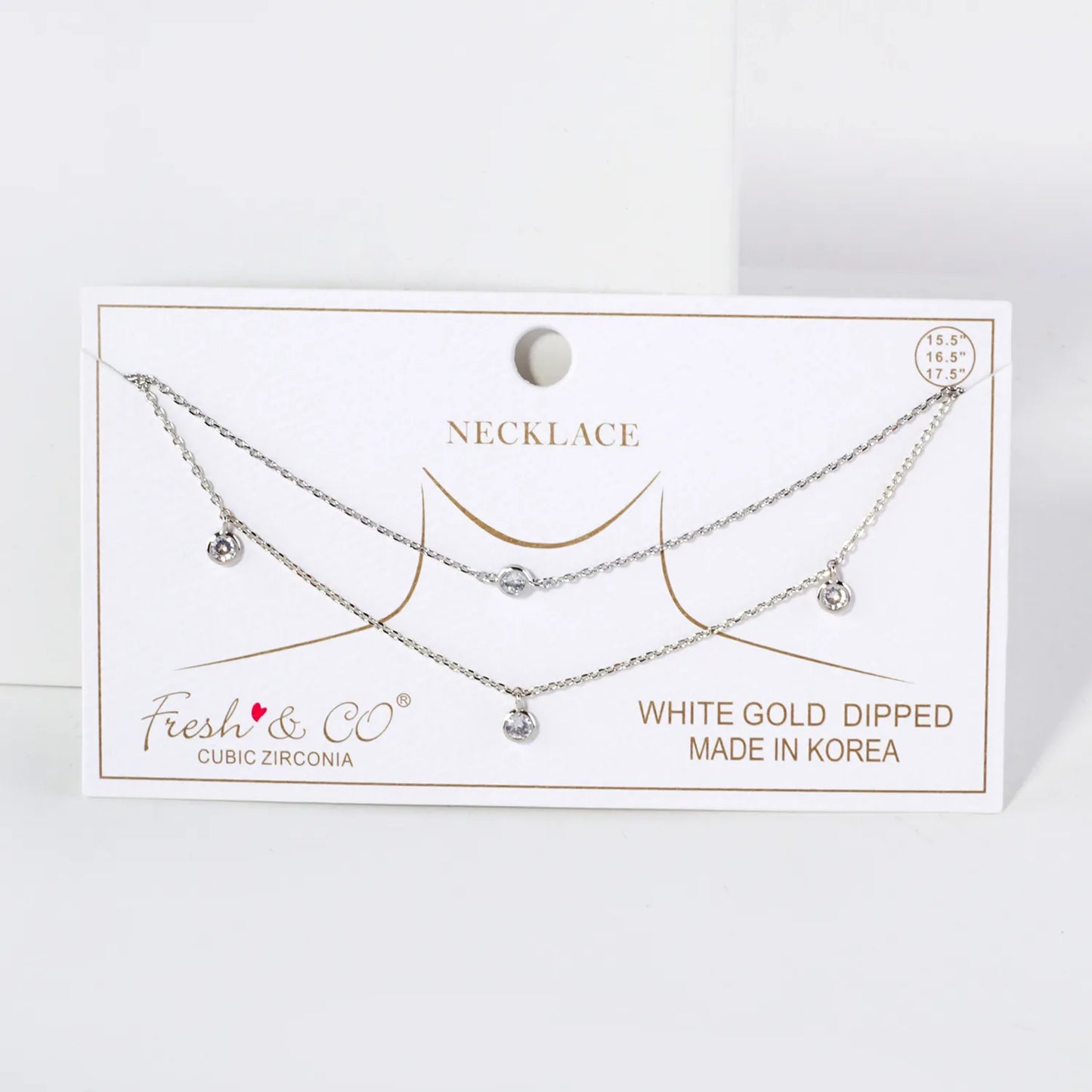 3mm CZ Stone 18K-Gold-Dipped Station Necklace