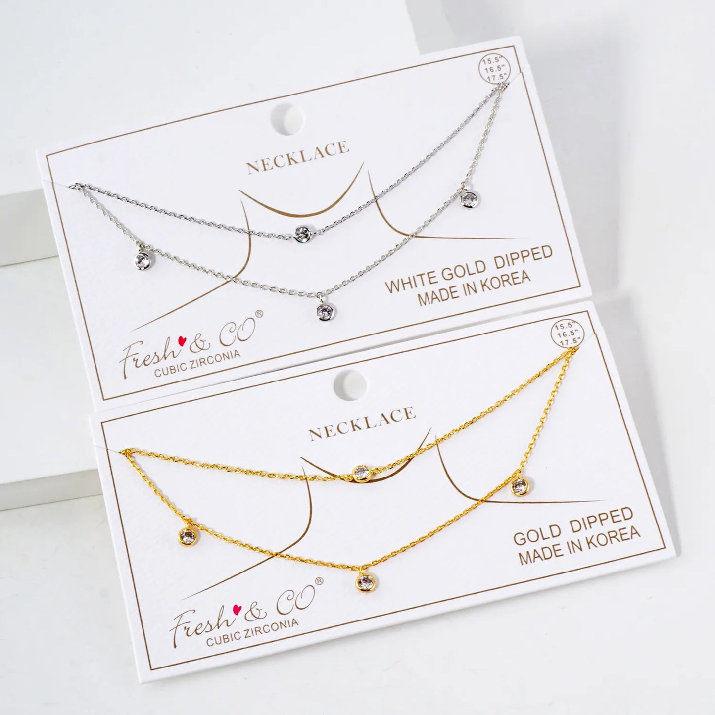 3mm CZ Stone 18K-Gold-Dipped Station Necklace