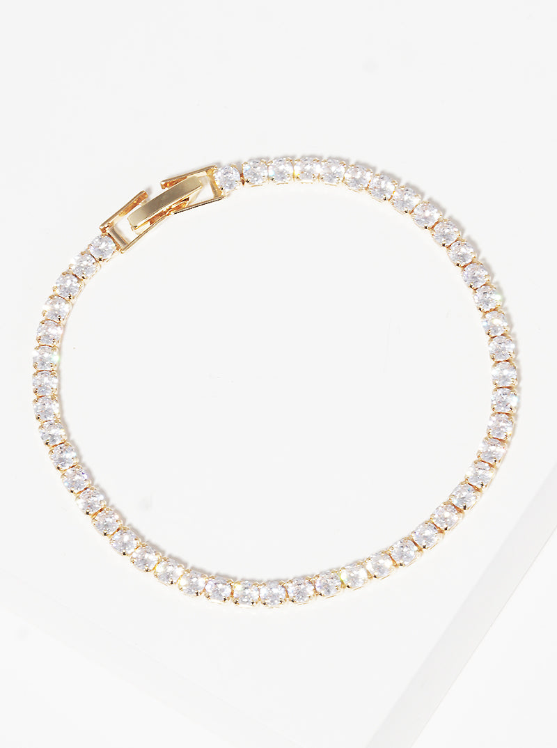 3mm CZ Stone Delicate Bracelet With Box Closure