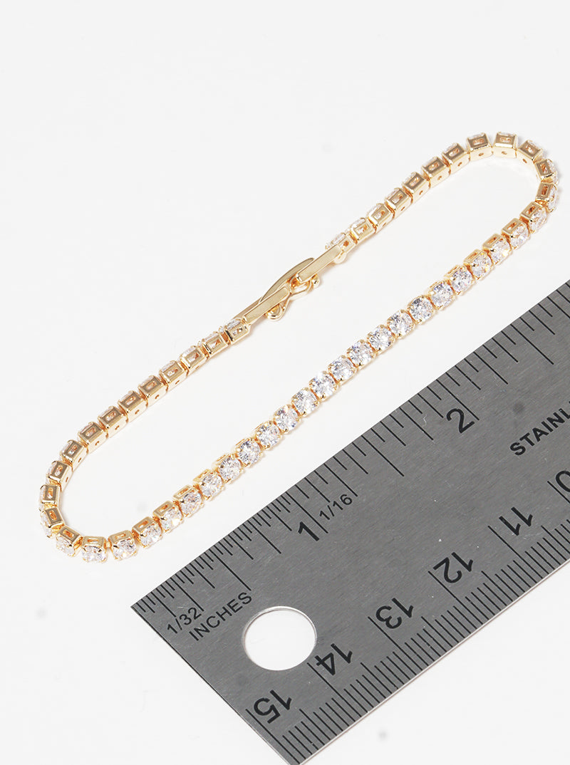 3mm CZ Stone Delicate Bracelet With Box Closure