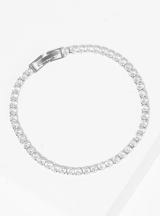 3mm CZ Stone Delicate Bracelet With Box Closure