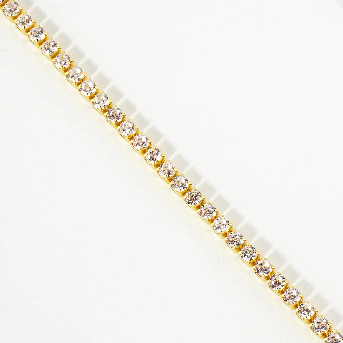 3mm Square Cubic-Zirconia 7-Inch Brass Tennis Bracelet