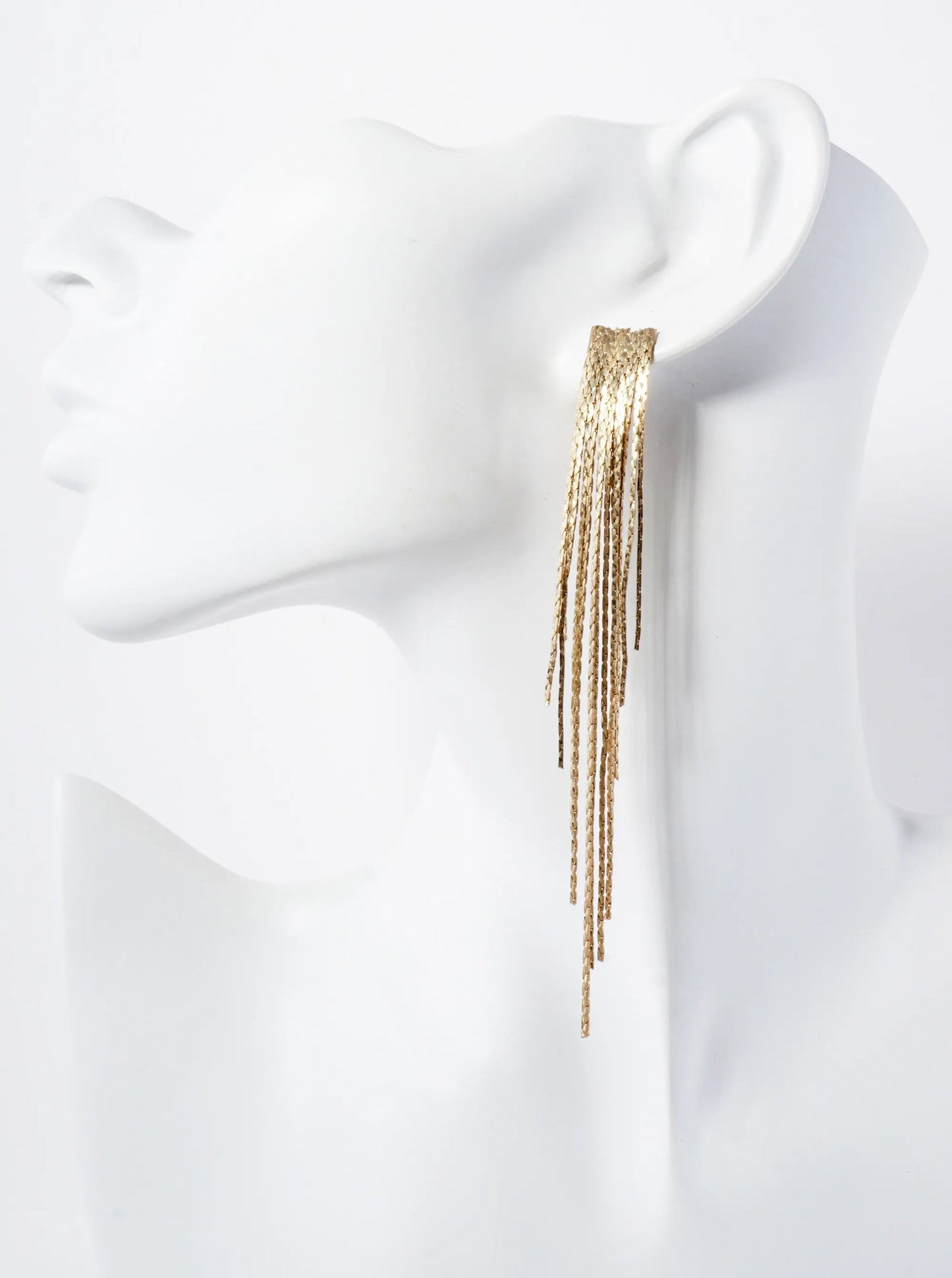 4-Inch Brass Chain Tassel Fringe Drop Vintage Statement Earrings