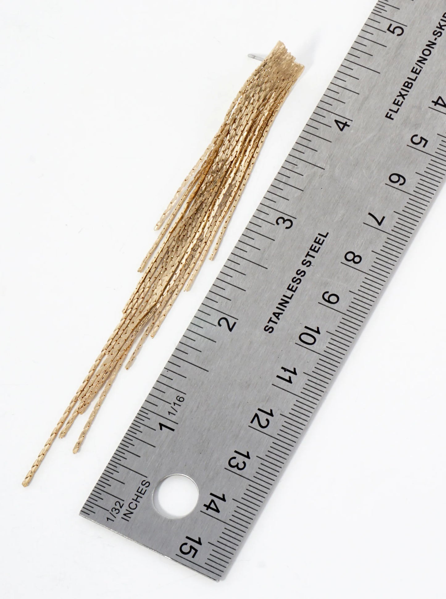 4-Inch Brass Chain Tassel Fringe Drop Vintage Statement Earrings