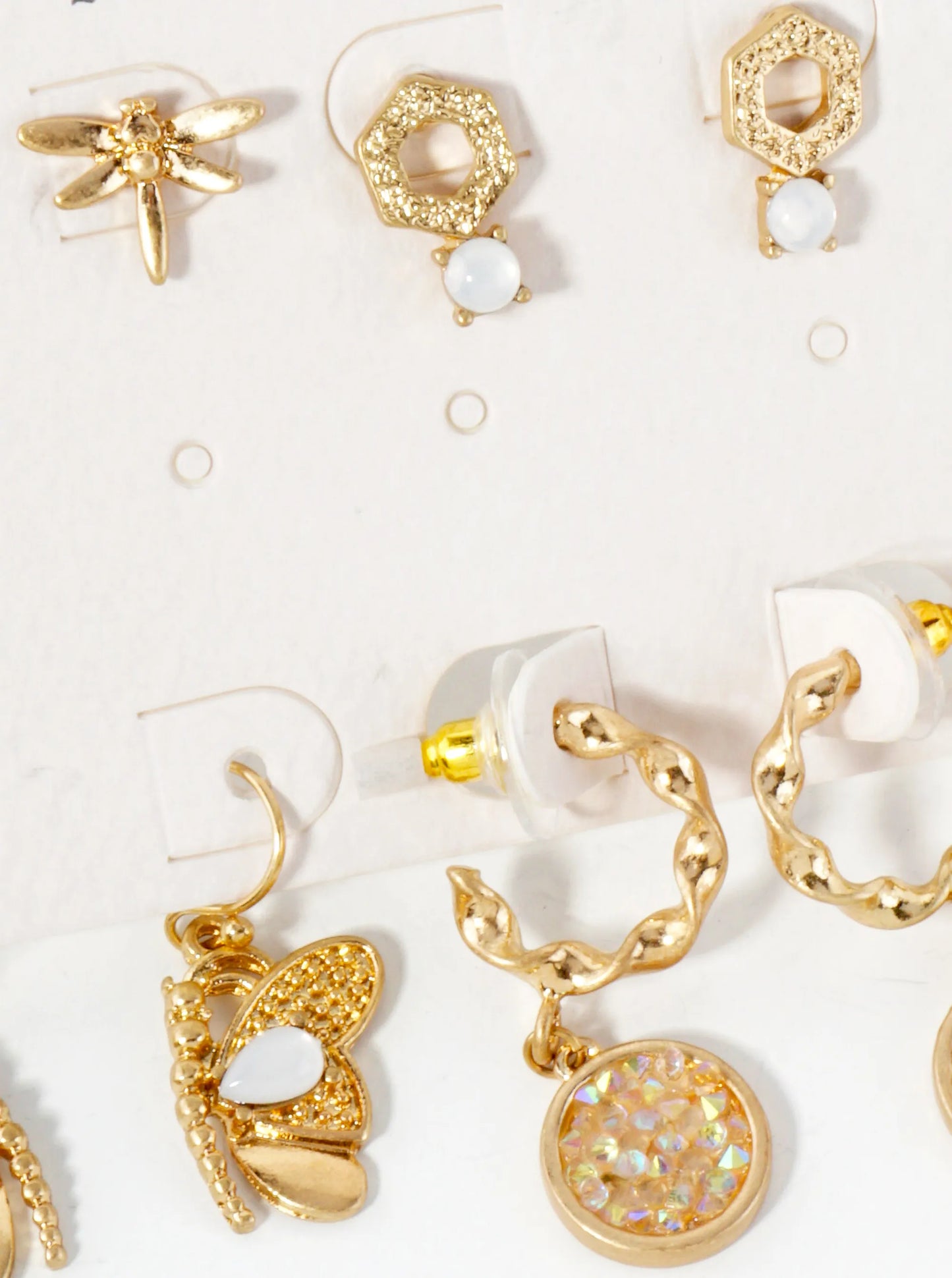 4-PC Dragonfly Butterfly Stud Dangle Earrings Set