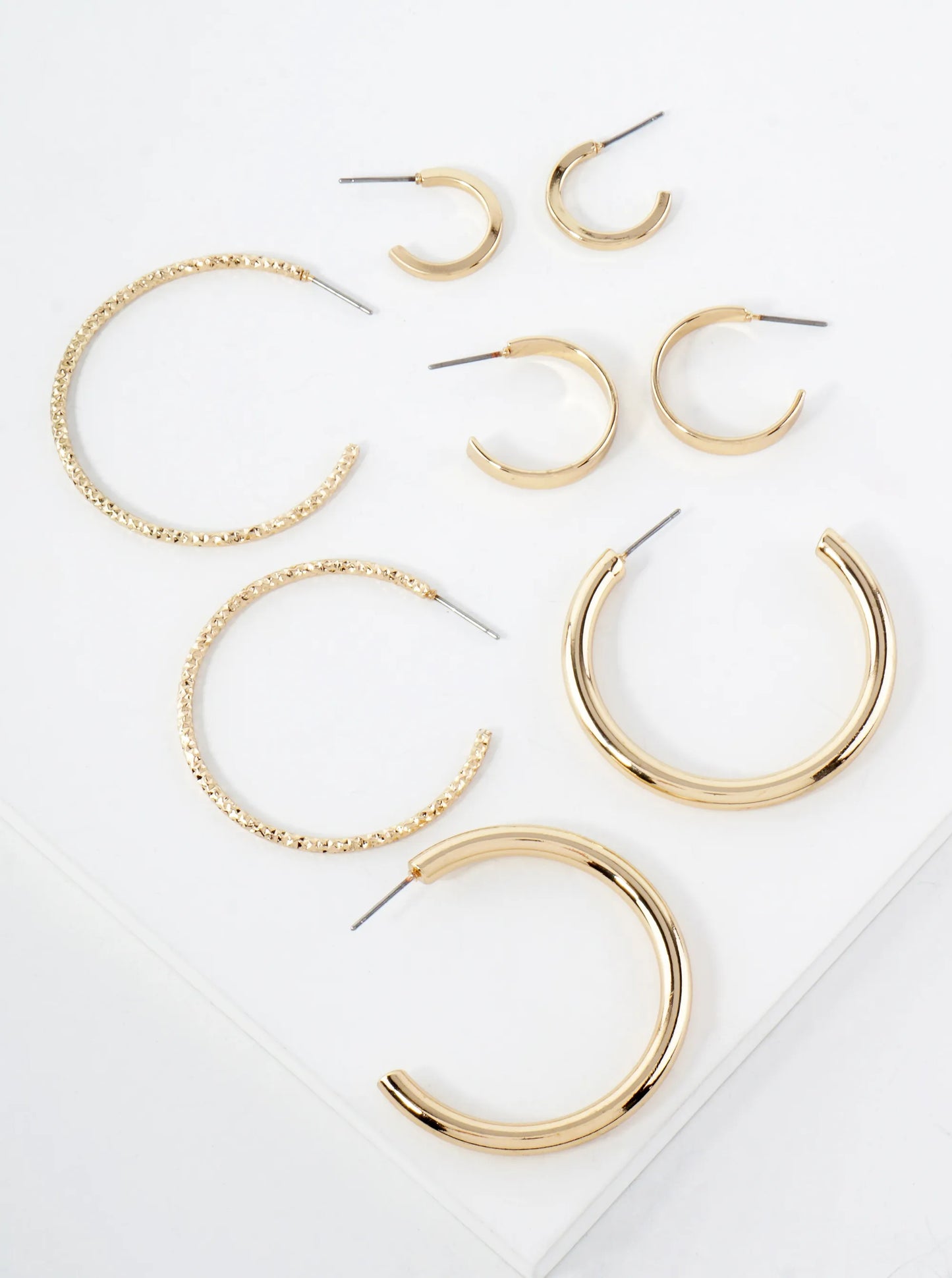 4-PC-Set Metal 15-20-40mm Multi Hoop Earrings
