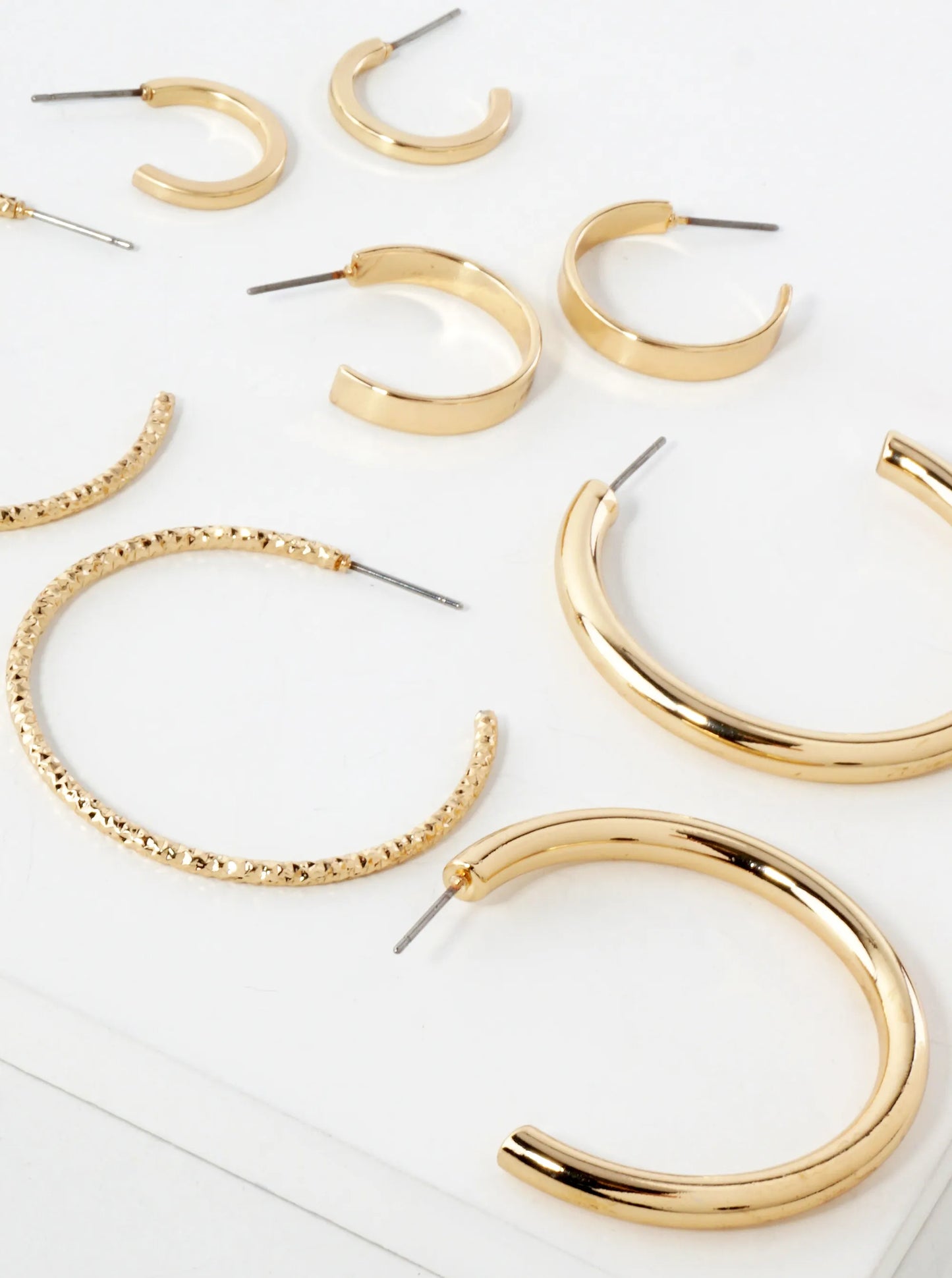 4-PC-Set Metal 15-20-40mm Multi Hoop Earrings