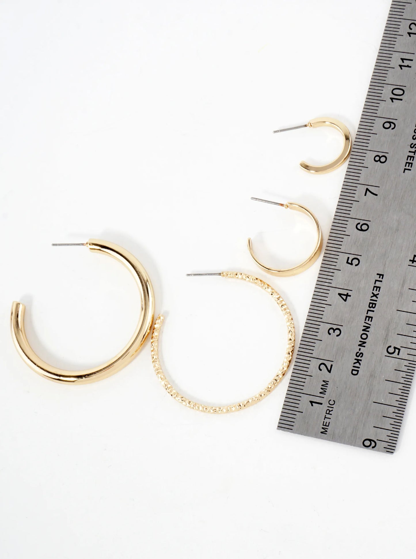 4-PC-Set Metal 15-20-40mm Multi Hoop Earrings