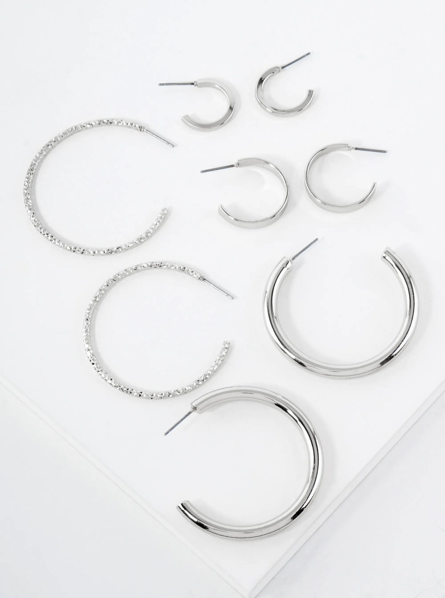 4-PC-Set Metal 15-20-40mm Multi Hoop Earrings