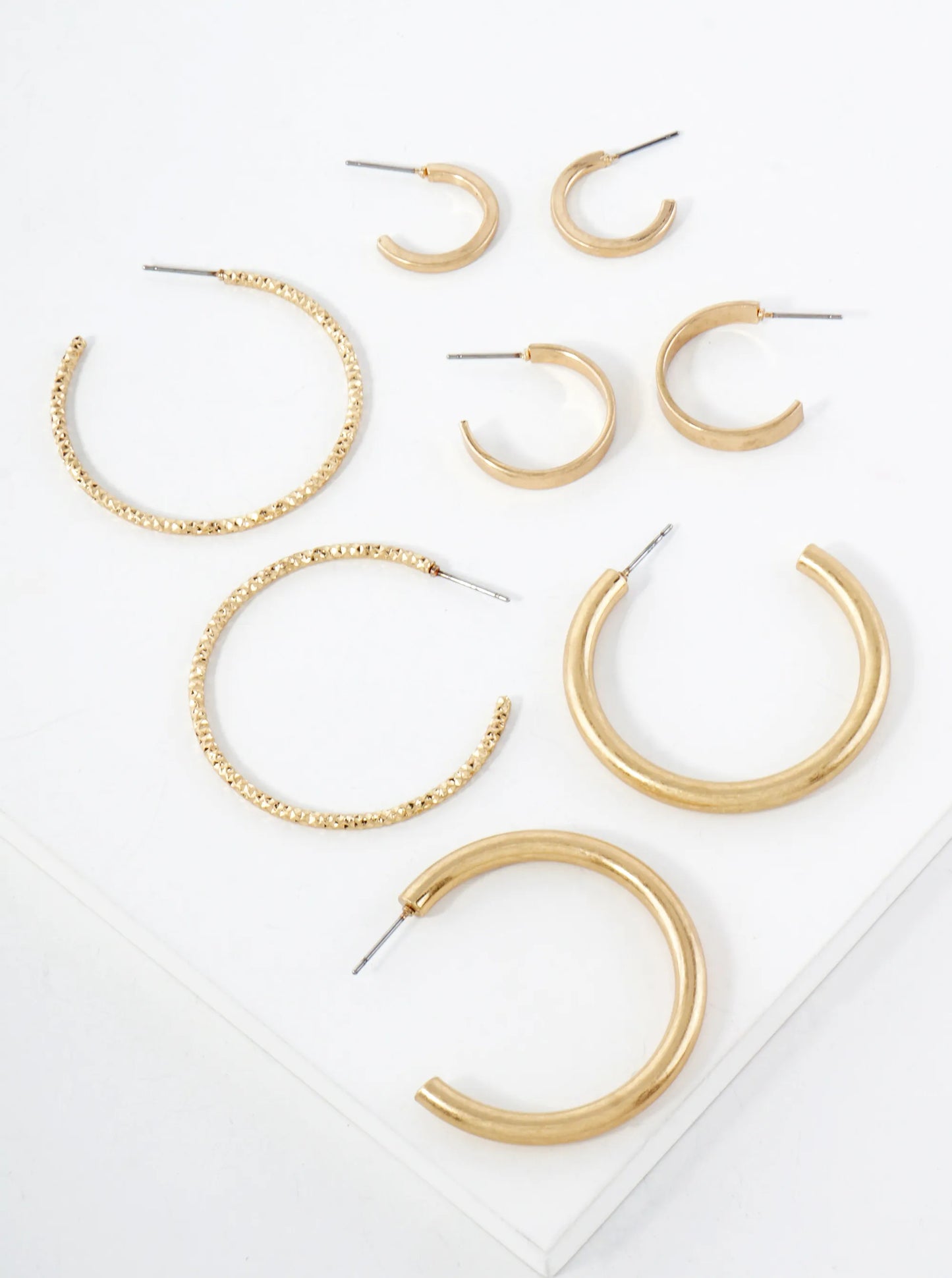 4-PC-Set Metal 15-20-40mm Multi Hoop Earrings