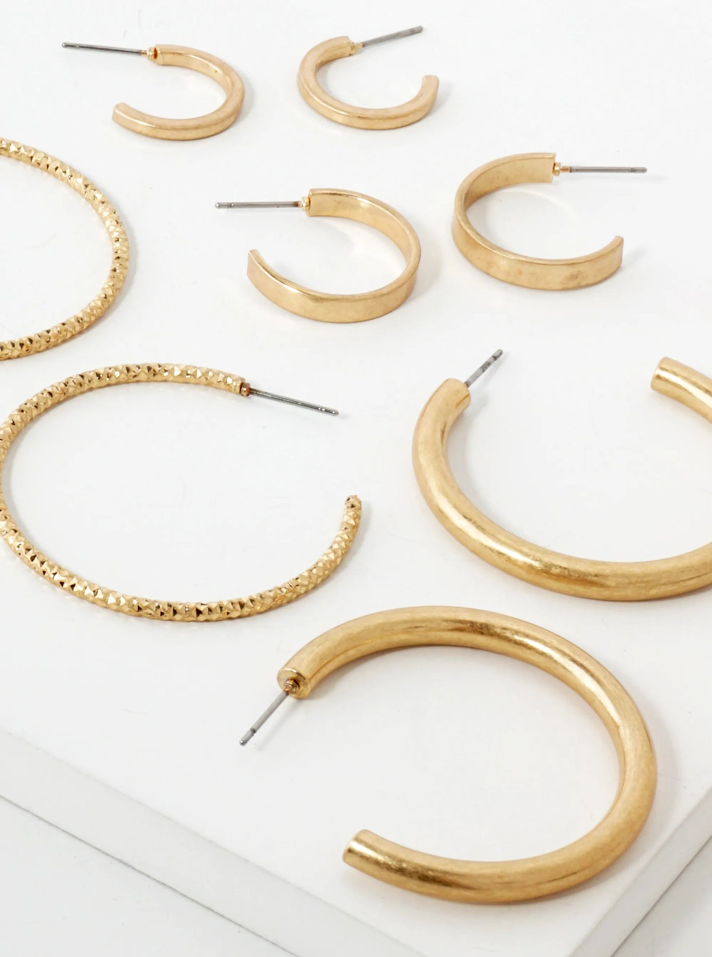 4-PC-Set Metal 15-20-40mm Multi Hoop Earrings