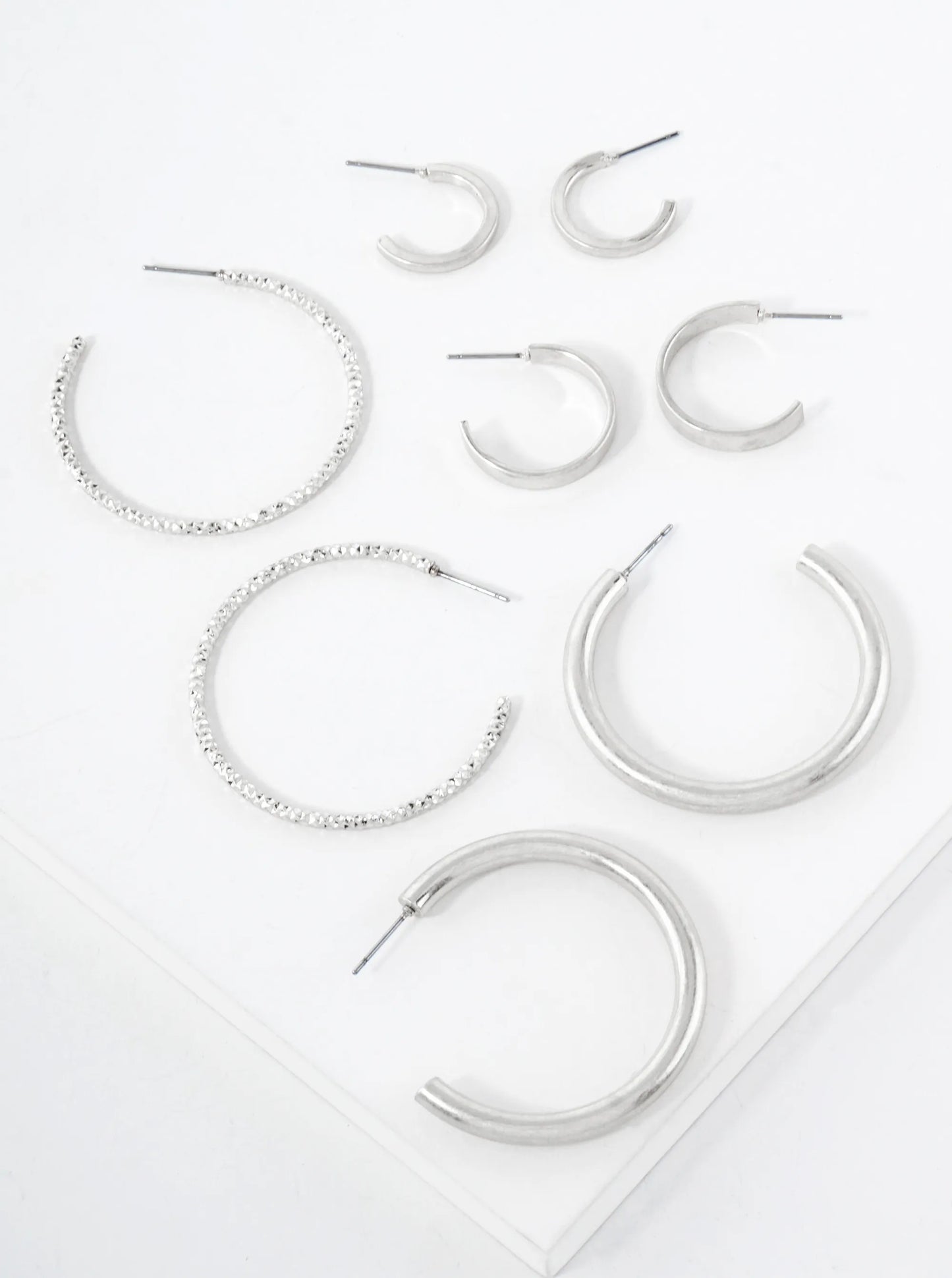 4-PC-Set Metal 15-20-40mm Multi Hoop Earrings