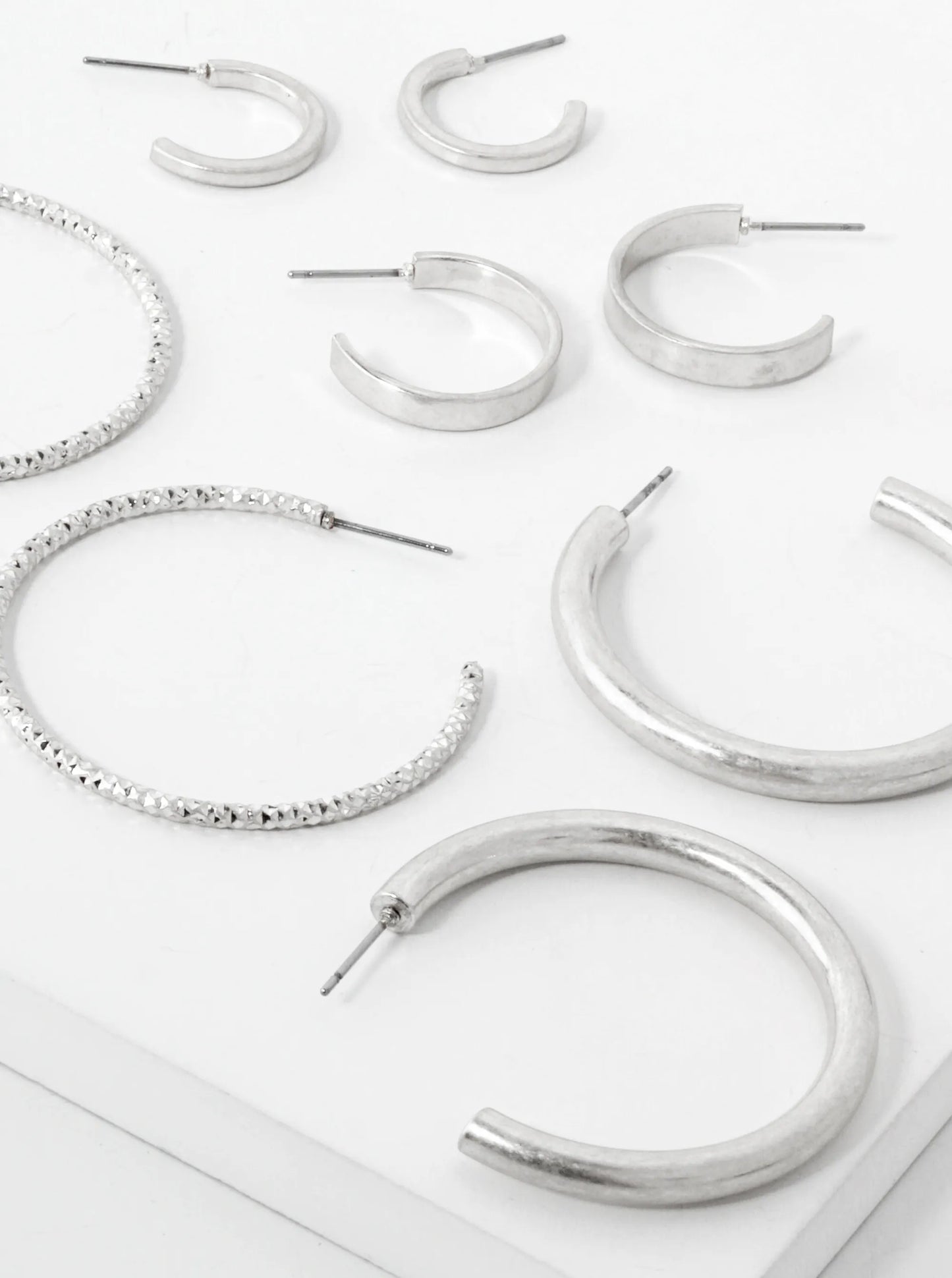 4-PC-Set Metal 15-20-40mm Multi Hoop Earrings
