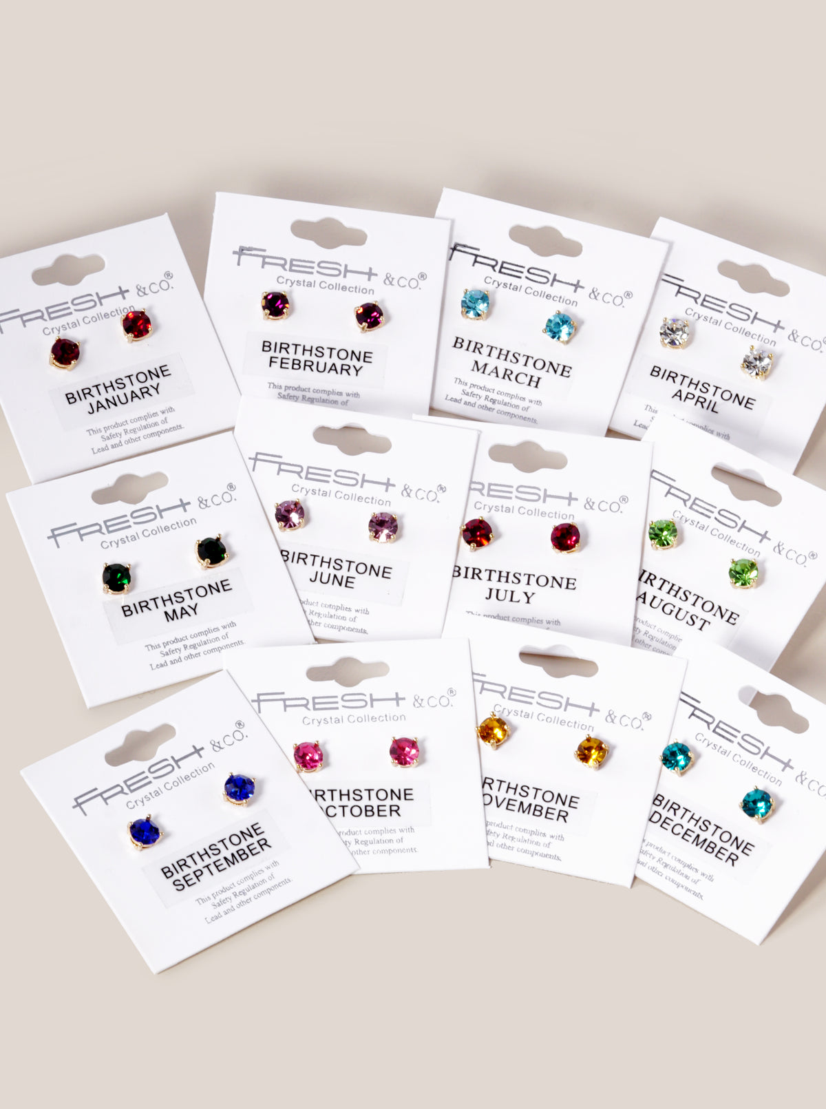 4-Prong 6mm Birthstone Stud Earrings - Gold
