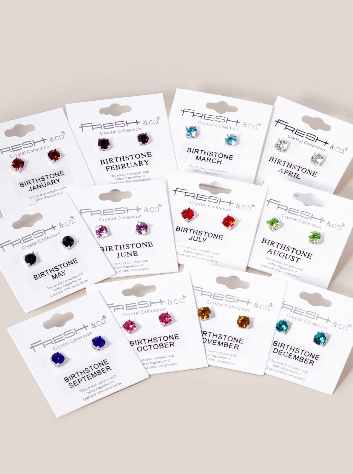 4-Prong 6mm Birthstone Stud Earrings - Gold