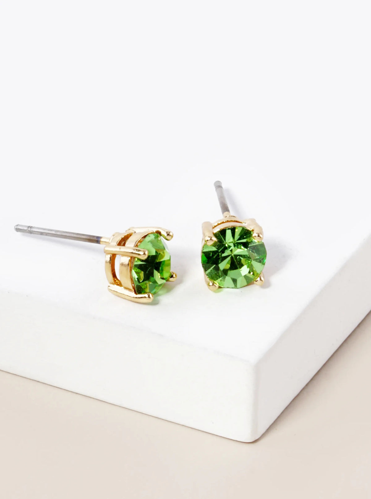 4-Prong 6mm Birthstone Stud Earrings - Gold