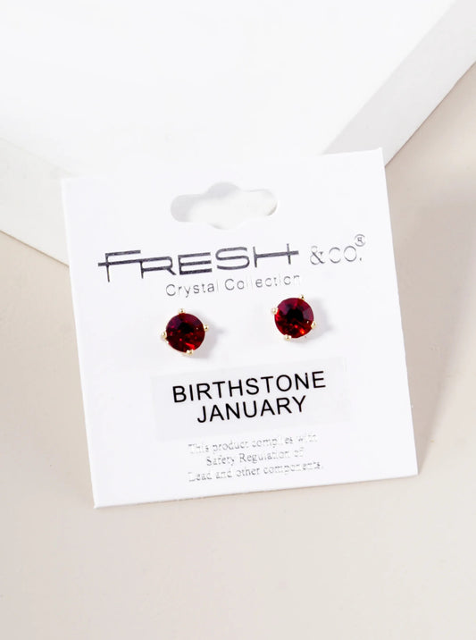 4-Prong 6mm Birthstone Stud Earrings - Gold