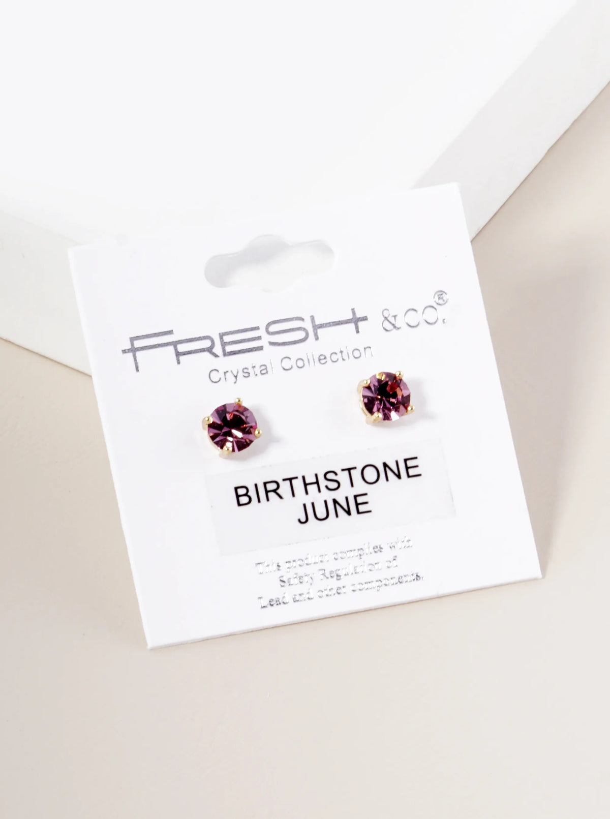 4-Prong 6mm Birthstone Stud Earrings - Gold