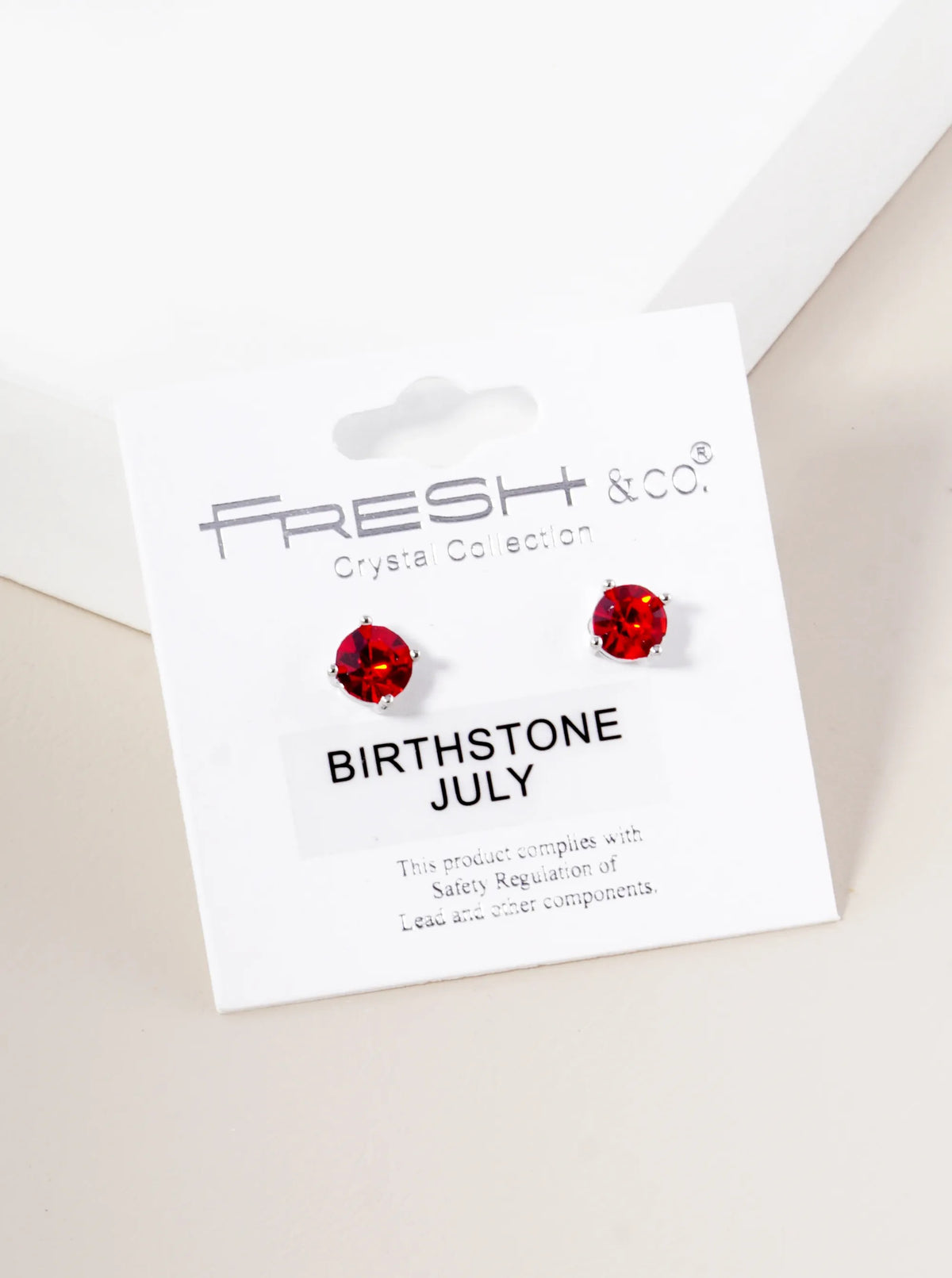 4-Prong 6mm Birthstone Stud Earrings - Rhodium