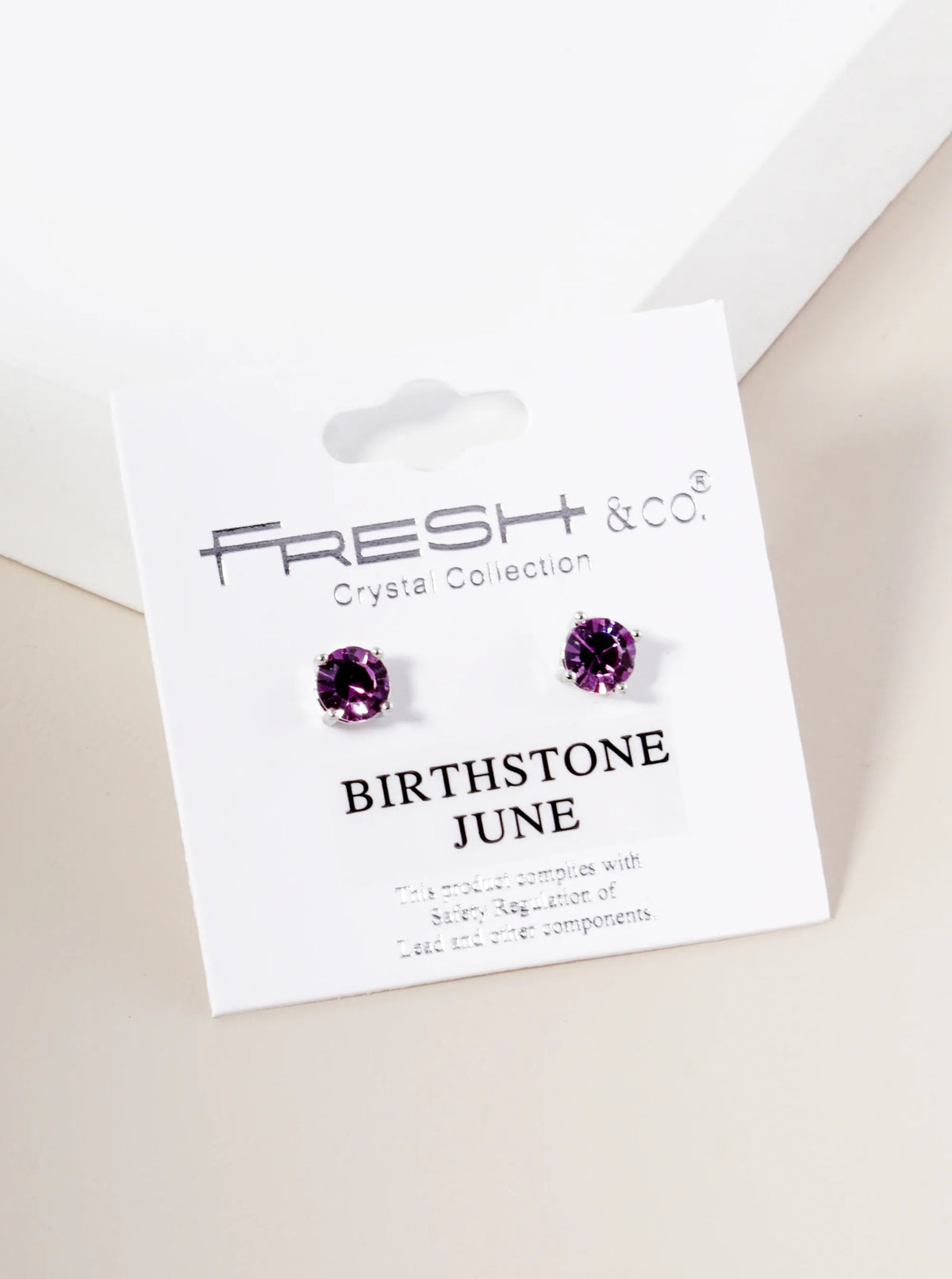 4-Prong 6mm Birthstone Stud Earrings - Rhodium