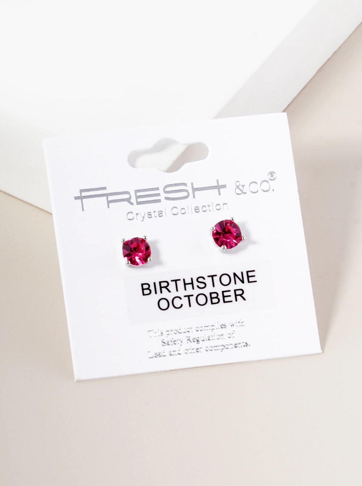 4-Prong 6mm Birthstone Stud Earrings - Rhodium