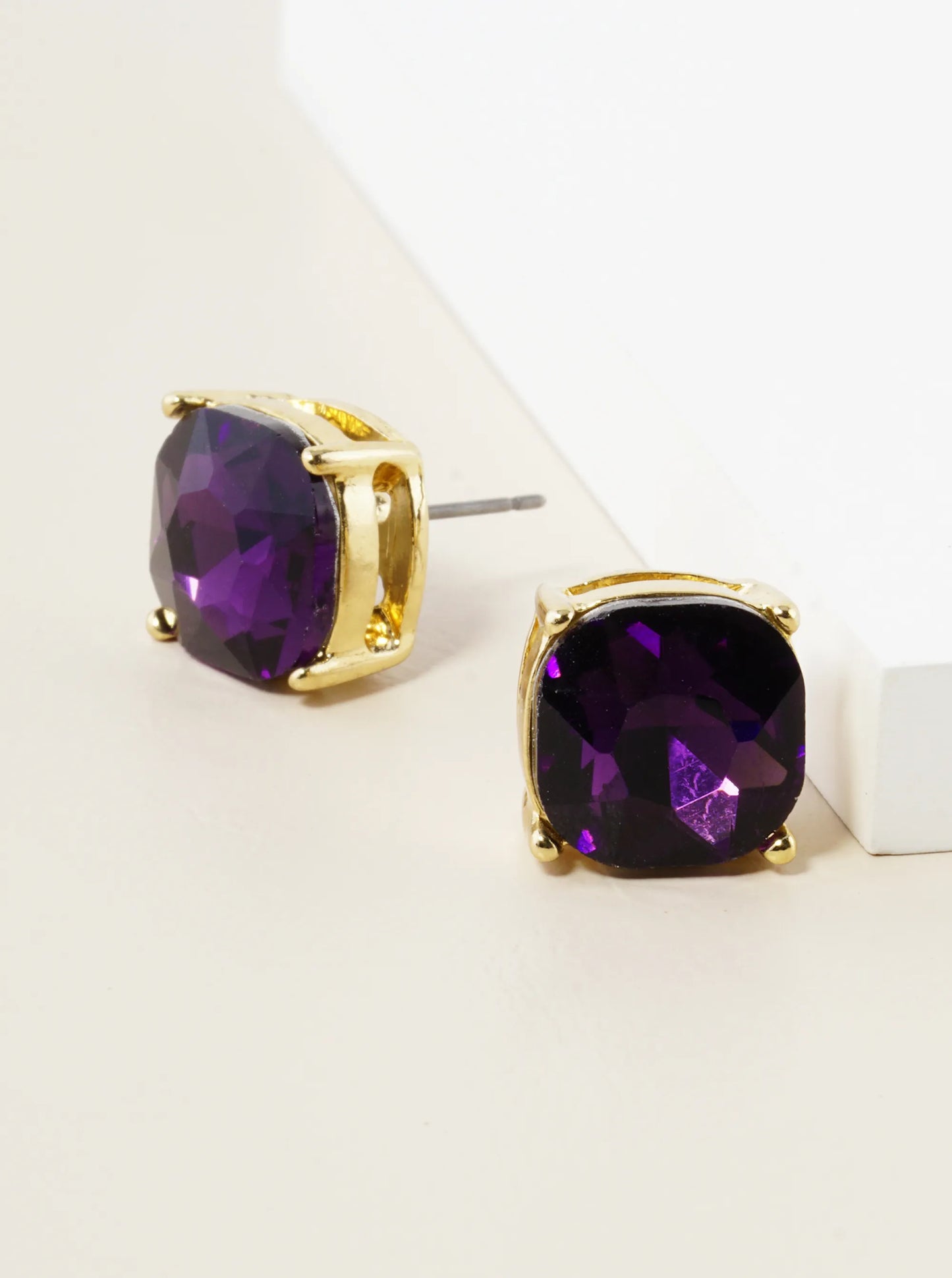 4-Prong Faceted 12mm Stone Post Stud Earrings