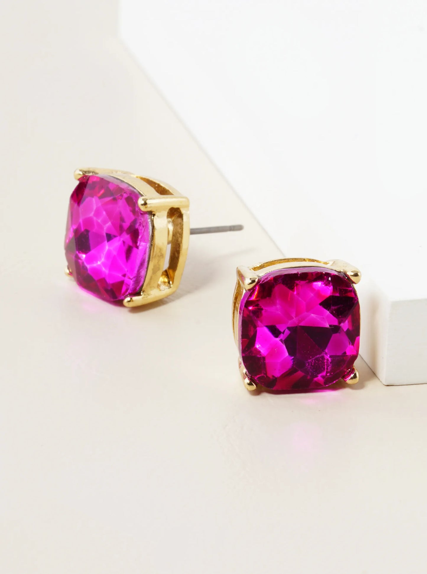 4-Prong Faceted 12mm Stone Post Stud Earrings