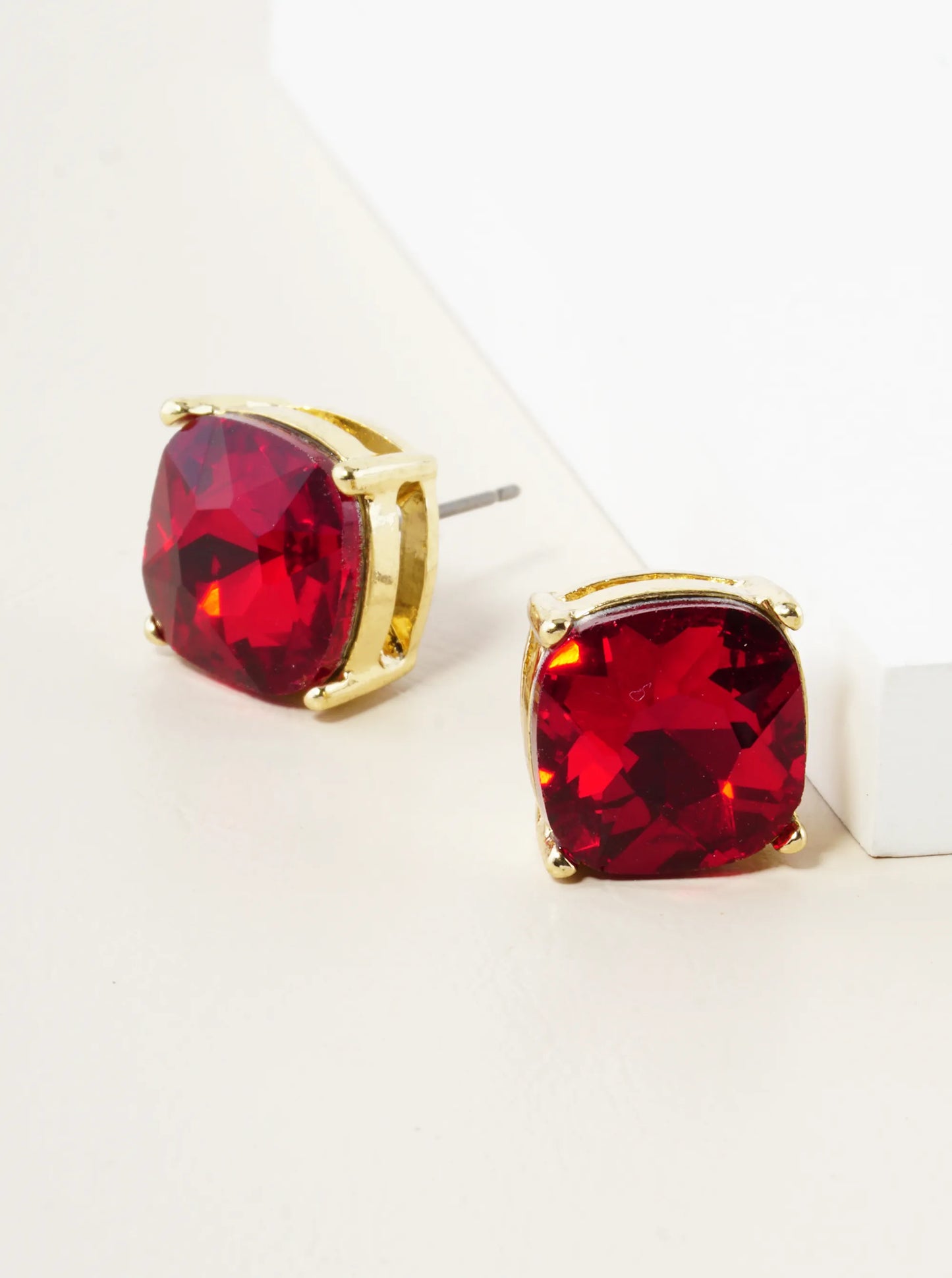 4-Prong Faceted 12mm Stone Post Stud Earrings