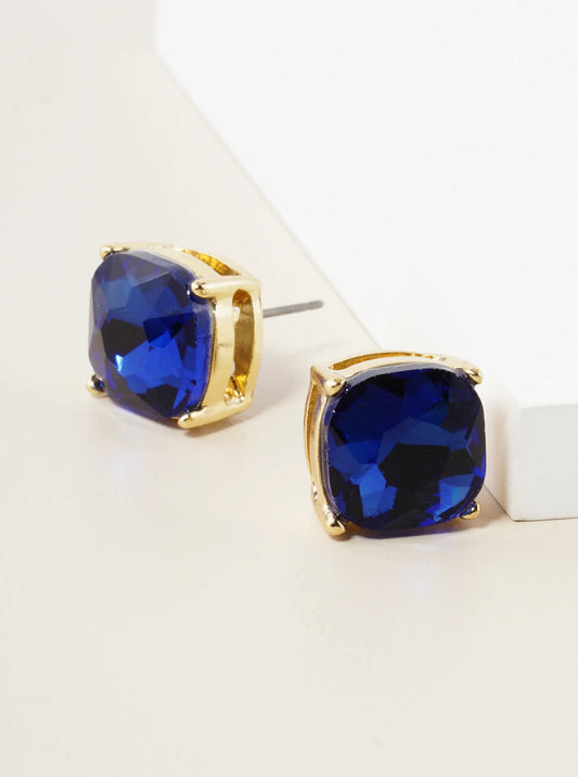 4-Prong Faceted 12mm Stone Post Stud Earrings