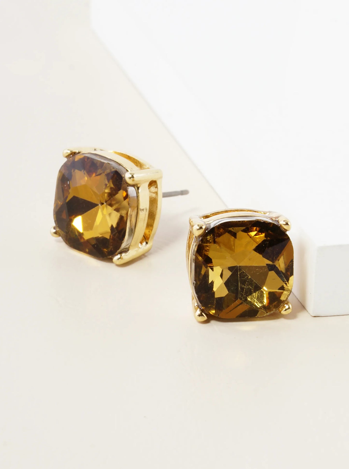 4-Prong Faceted 12mm Stone Post Stud Earrings