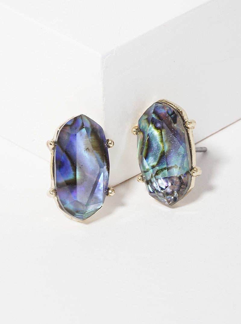 4-Prong Faceted Glass Bead Post Stud Earrings