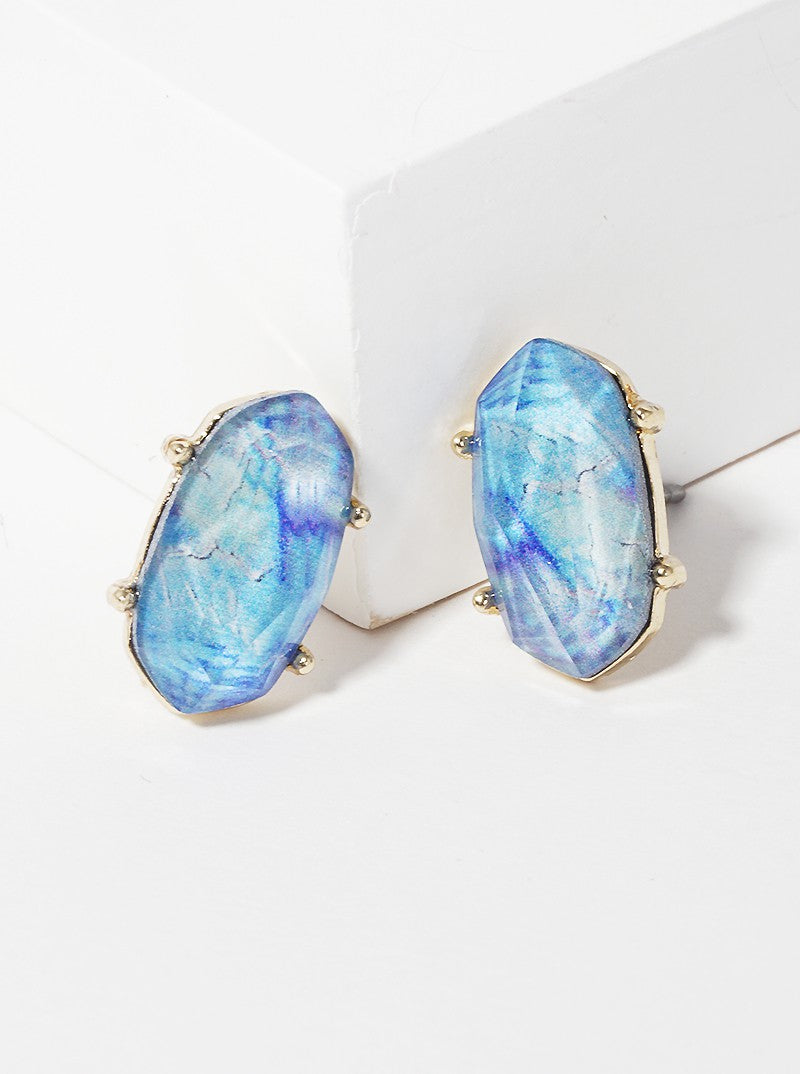4-Prong Faceted Glass Bead Post Stud Earrings