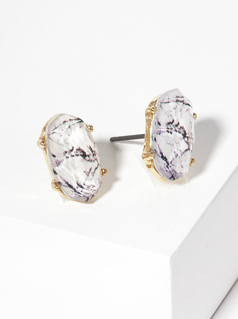 4-Prong Faceted Glass Bead Post Stud Earrings